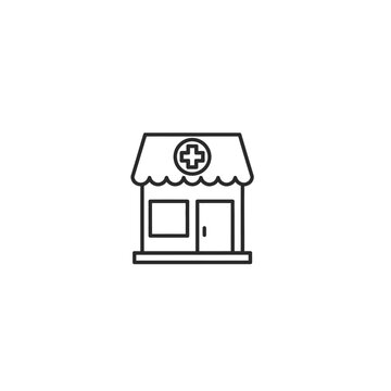Minimalist Illustration of a Medical Clinic or Pharmacy Building for Healthcare Concept