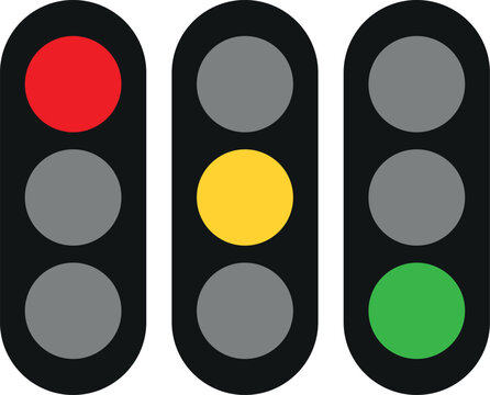 Traffic light icon set isolated on white background . Traffic signal signs in street