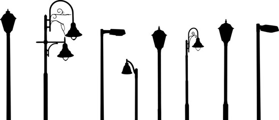 A collection of various street lamps on a single base