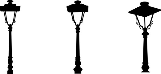 Three different street lamp silhouettes