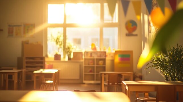 Sunny classroom interior
