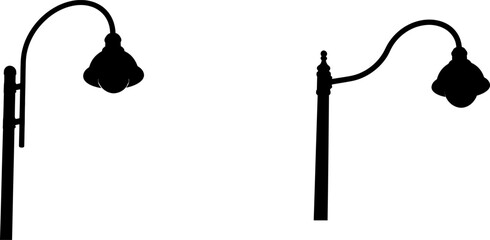 Black and white illustration of two street lamps