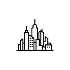 Obraz premium Minimalist Outline Illustration of a Modern City Skyline for Urban Planning and Design