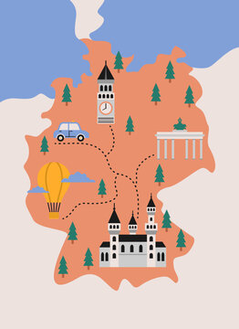 Illustrated Map of Germany with Landmarks