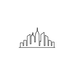 Fototapeta premium Stylized City Skyline Silhouette with Tall Buildings and Urban Landscape