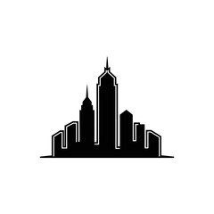Obraz premium Silhouette of a Modern City Skyline with Tall Skyscrapers at Night