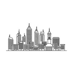 Fototapeta premium Modern City Skyline Illustration Featuring Skyscrapers and Urban Architecture