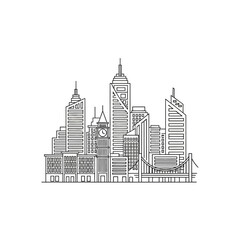 Fototapeta premium Modern City Skyline with Skyscrapers and Architectural Landmarks for Urban Design