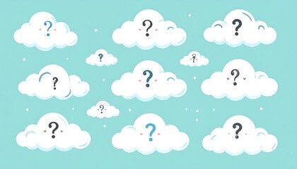 Obraz premium Clouds with Question Marks - A Conceptual Illustration of Uncertainty.
