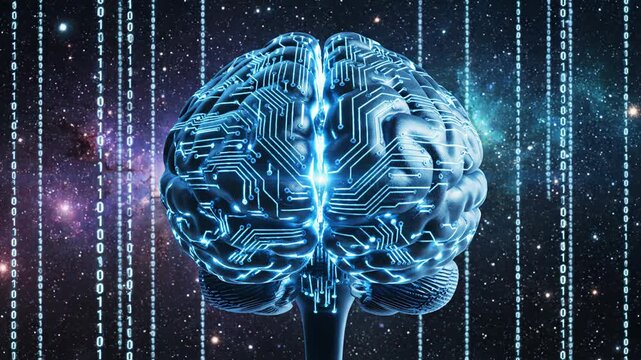 AI brain with digital code
