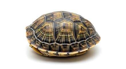 Obraz premium Isolated turtle shell with detailed patterns on white background