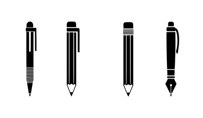 Fototapeta premium Simple Pen Pencil Silhouette Illustration for Education Branding and UI Design Vector