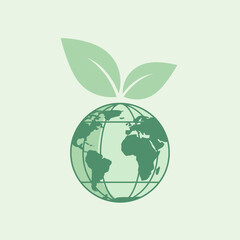 Obraz premium Green Earth Globe with Leaves Sprouting.