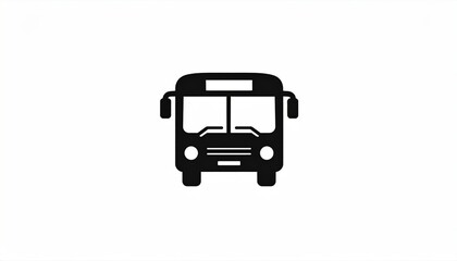 Simplified front view illustration of a public transportation vehicle, black on white background