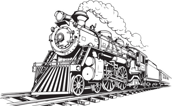 Vintage steam locomotive chugging along railway tracks with smoke billowing