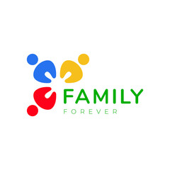 Family power teamwork modern logo design vector