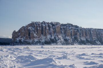 The Lena Pillars in Yakutia in winter