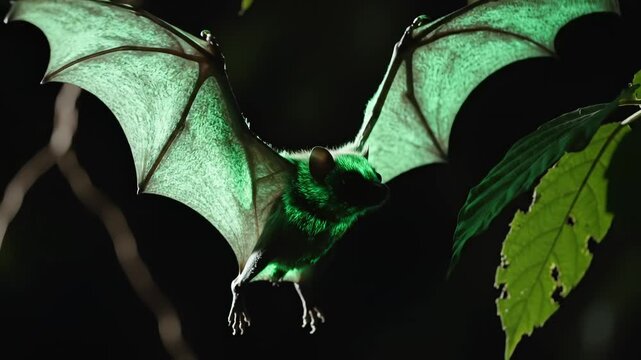 Flying lemur in dark forest