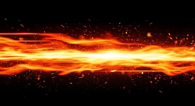 Vibrant fiery sparks and flames on a black background.