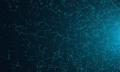 Obraz premium Digital abstract connection dots and lines. Network connection structure. Technology polygonal background. Plexus effect. Points and lines glowing Big data Network. Science 3d vector illustration