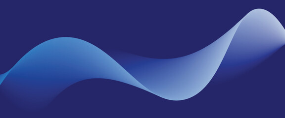 Fototapeta premium Smooth flow of wavy shape with gradient vector abstract background, dark blue design curve line energy motion, relaxing music sound or technology.