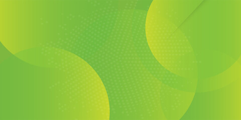 Contemporary abstract background featuring layered green geometric shapes with overlapping circular elements and subtle halftone dot patterns.