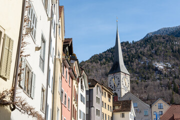 Naklejka premium Vieille ville de Coire et Martinskirche 