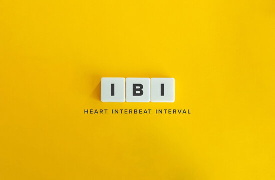 IBI Heart Interbeat Interval Acronym Typography Concept on Yellow Background for Cardiology Medical Education and Fitness Tracking