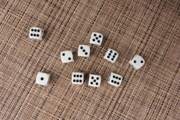 White game dice with black dots