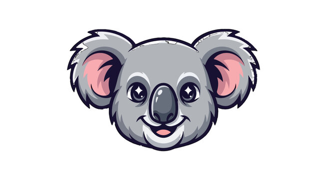 A cute cartoon koala face smiling.