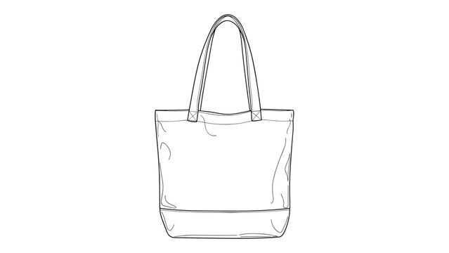 Clean outline drawing of a classic canvas tote bag with long handles for eco-friendly shopping or promotional branding designs.