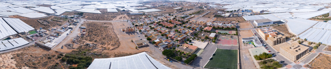 Obraz premium city drone Spain La Mojonera agriculture intensive panorama farming Almeria urban planning greenhouse invernaderos plastic sea elysium
