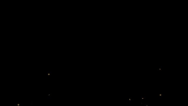 Super slow motion flying colored confetti isolated on a black screen background, filmed on high speed cinema camera for premium party overlay, advertisement, and celebration visuals