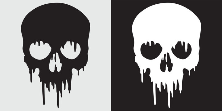 Skull dripping blood horror gothic death vector illustration flat design