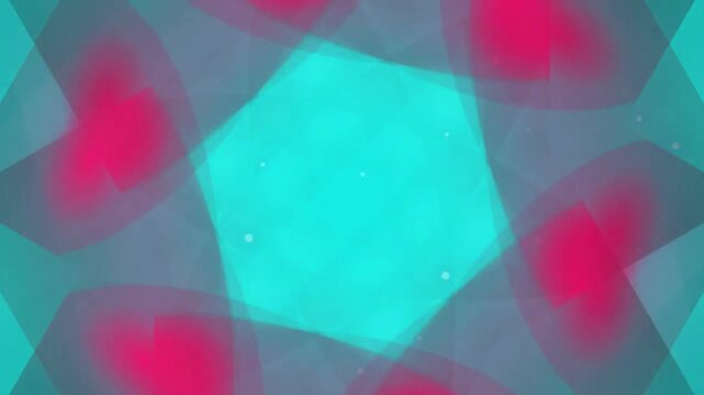Abstract Geometric Background: Glowing Cyan Pentagon & Magenta Shapes Pattern
