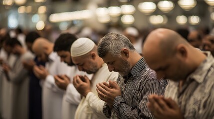 Fototapeta premium Reflection of love Eid prayer gatherings