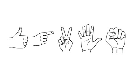 Fototapeta premium Hand Gestures Signs Fingers Illustration