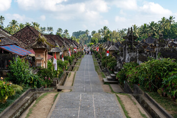 View of Desa Penglipuran in Bangli Bali, traditional Balinese village in Bangli Regency.