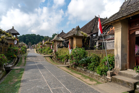 View of Desa Penglipuran in Bangli Bali, traditional Balinese village in Bangli Regency.