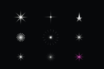 Light effect set. Glow isolated white transparent light effect set. light effect vector art illustartor