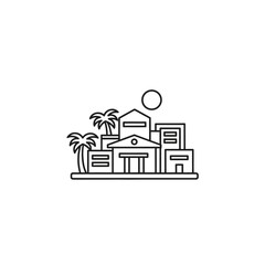 Fototapeta premium Contemporary Urban Architecture with Palm Trees and Sunny Sky