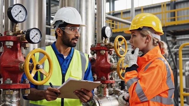 Industrial workers in safety gear