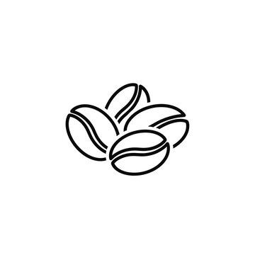 Fresh Coffee Beans in a Minimalist Line Drawing for Gourmet Beverage Concept