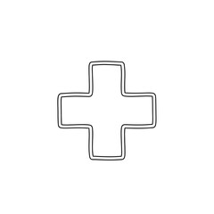 Obraz premium Minimalist Black Outline Cross Illustration for Medical and Healthcare Themes