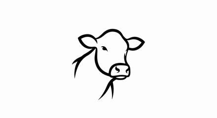 Obraz premium A simple black line drawing of a cow's head on a white background