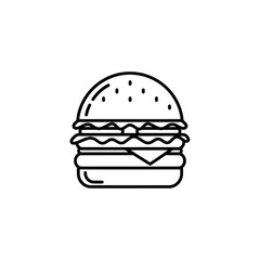 Fototapeta premium Minimalist Line Drawing of a Classic Hamburger Sandwich for Food Illustration