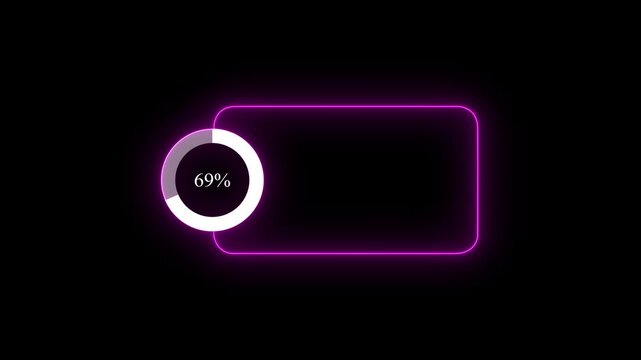 Abstract glowing neon line with loading animated video with 75 percent element on black background . Statistics Business and finance theme Visual Data Representation for Finance, Sales.