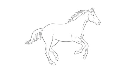 Running horse in motion dynamic equine line drawing galloping animal with flowing mane and tail © Shovon