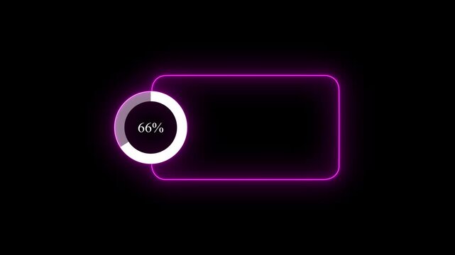 Abstract glowing neon line with loading animated video with 70 percent element on black background . Statistics Business and finance theme Visual Data Representation for Finance, Sales.
