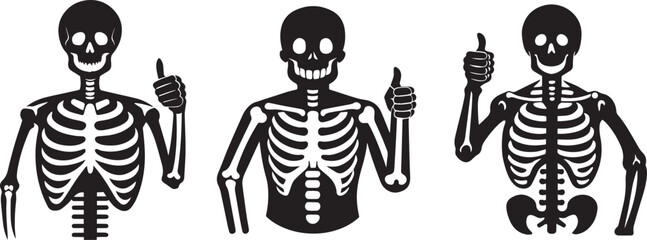 Obraz premium Skeleton Thumbs Up SVG – Funny Skeleton Hand Clipart, Halloween Bone Art & Gothic Human Skeleton Vector .